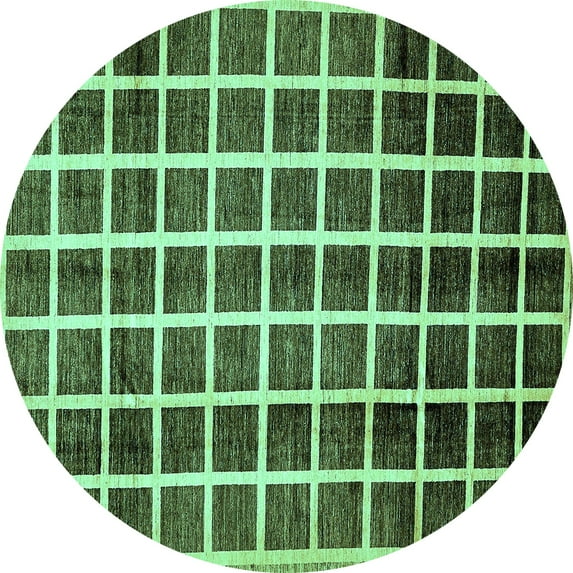 Ahgly Company Indoor Round Checkered Turquoise Blue Modern Area Rugs, 6' Round