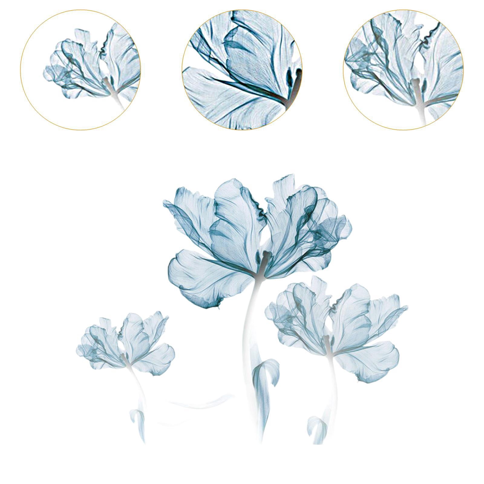 TISHITA Wall Decal Murals Vintage PVC, Removable Wall Sticker Wall Art Decor for Corridor Office Room, Home Decoration Blue Flowers