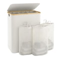 thumbnail image 1 of Cesta de ropa Bathola 145 L con tapa y 3 secciones, color beige, 1 of 6