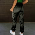 thumbnail image 4 of Stamzod Summer Satin Cargo Pants Women Solid Color Casual Lightweight Joggers with Pocket Workout Jogging Pants for Women Black XXL, 4 of 5