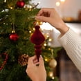 thumbnail image 5 of 2026 Christmas Indoor Decoration Flocked Finial Christmas Tree Ornaments 6Pcs Vintage Hanging Spire Drop Baubles Assorted Shapes For Xmas Party Decor, 5 of 7