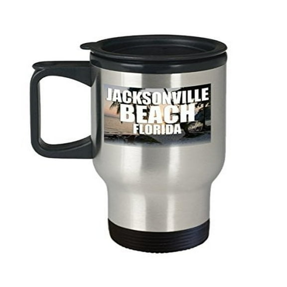 State Souvenir Travel Mug - Jacksonville Beach - Florida Theme Gift - 14 oz Stainless Steel Coffee Cup