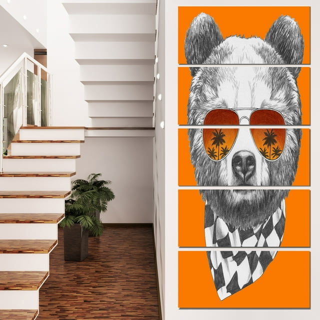 Funny Bear with Sunglasses - Animal Canvas Art Print