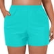 thumbnail image 2 of Prolriy - Bañador corto para mujer, talla grande, cintura alta, tipo slip de playa, fruncido, corte alto, cobertura completa, para yoga, deportivo, color verde menta, XXL, 2 of 7