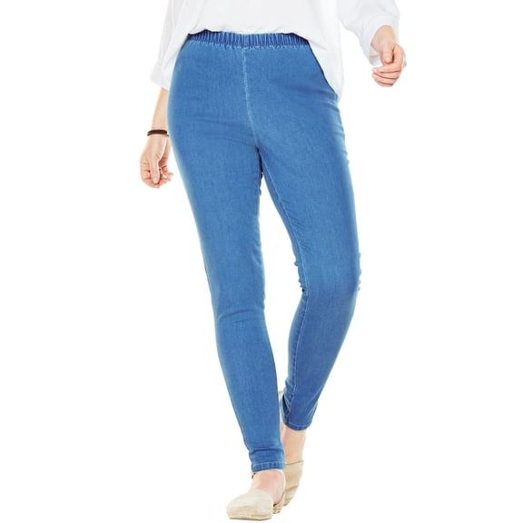 Woman Within Plus Size Tall Fineline Stretch Denim Skinny Pull-On Jeans