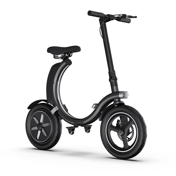 6MSKS Electric scooter with 14 inch tires, 36v10Ah battery, 350W high-power motor, maximum speed of 25KM/h, compact folding size, and maximum travel of 25 miles