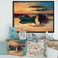 thumbnail image 2 of Designart 'Boat At The Lake During Evening Glow I' Nautical & Coastal Framed Canvas Wall Art Print, 2 of 5