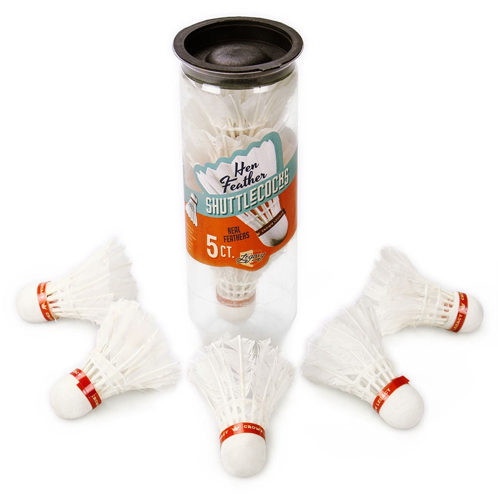 Crown Sporting Goods 5Pack Hen Feather Shuttlecocks Ten Premium, Genuine Birdies Classic
