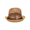 thumbnail image 6 of Mens Womens Beach Sun Straw Panama Fedora Summer Flat Brim Hat Big Brim Band Cap, 6 of 8