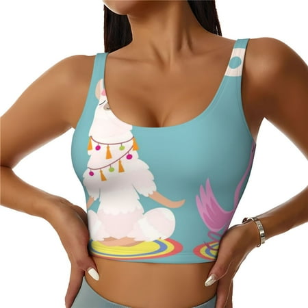 Adobk Animal Meditation Print Sports Bras for Women Longline Workout Crop Tank Tops Padded with Built in Shelf Padded Sports Bra-Small