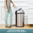 thumbnail image 6 of 17 Gallon Large Capacity Kitchen Trash Can with Swing Lid, Commercial Trash Can, Heavy Duty Brushed Stainless Steel Garbage Can, 65 Liter, Suitable for Kitchen Outdoor Office, 6 of 8