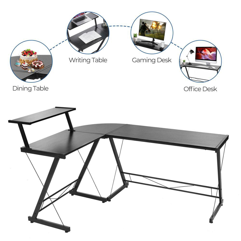 L-Shaped Computer Desk PC Laptop Table Gaming Study Workstation Home Office  155*115*75cm