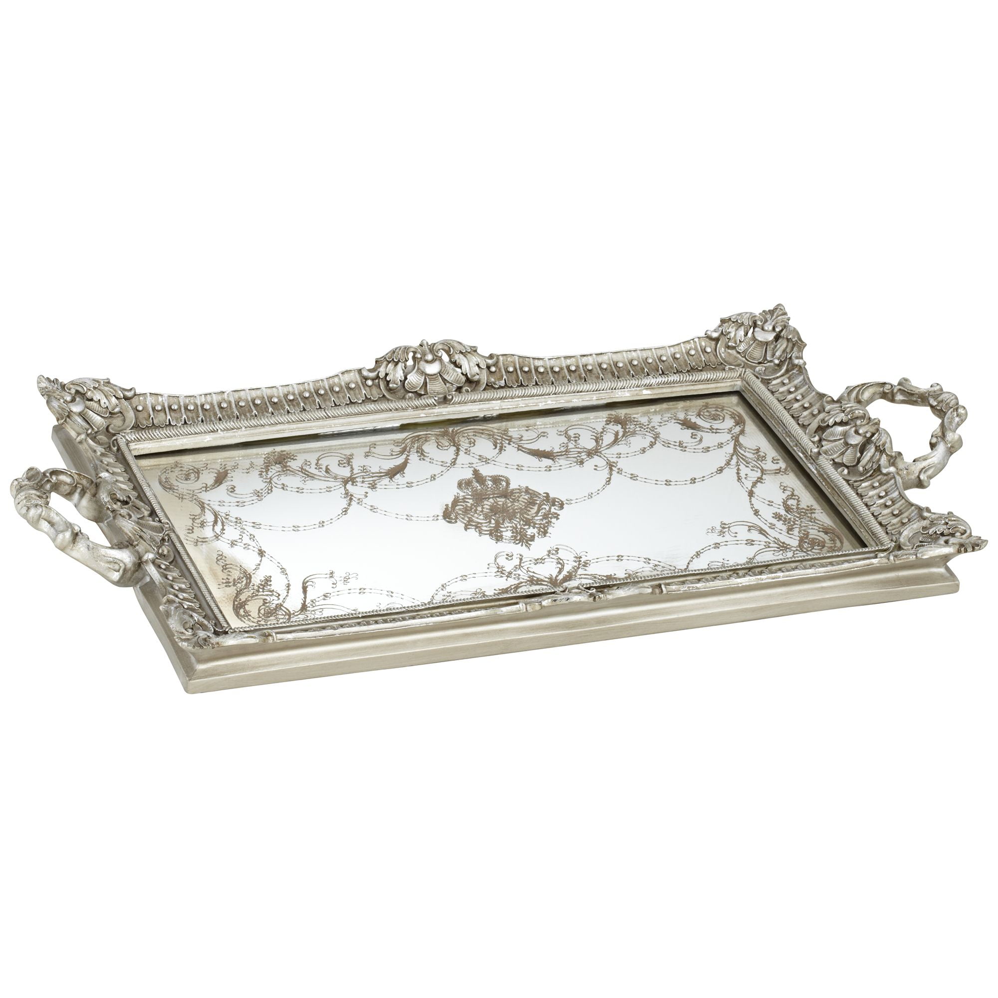Mirrored Decorative Tray, Vintage Silver Mirror Tray