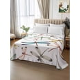 thumbnail image 2 of Dragonfly King Size Flat Sheet, Wrinkleproof & Fadeproof Cooling Flat Bed Sheet Only, Watercolor Colorful Nature Painting Art Breathable Soft Bedding Top Sheets 105 x 98 Inches, 2 of 8