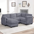 thumbnail image 5 of ZRIANG Modular Sectional Sofa, L Shaped Corduroy Sofa Couch, Modular Sectionals with Ottomans, 5 Seat Sofa Couch with Chaise for Living Room Bedroom, Dark Gray, 5 of 6