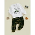 thumbnail image 4 of Baby Toddler Kids Boys Autumn 2PCS Outfit Sets 6 12 18 24 Months 2T 3T 4T  Long Sleeve Letter Tractor Print Sweatshirt Tops Camouflage Pants Clothing Set, 4 of 9