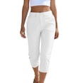 thumbnail image 6 of Capris for Women Casual New Women's High Waisted Cargo Capris with Pockets, Summer Straight Leg Cropped Trousers for Beach Work, 6 of 9