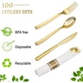 thumbnail image 3 of 400PCS Pre Rolled Gold Plastic Silverware Sets - Heavy Duty Gold Cutlery - Include 100 Pack Wrapped Disposable Utensils with Napkins for Parties, Dinners & Weddings, 3 of 17