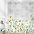 thumbnail image 3 of Daisy Shower Curtain, Floral Daisy Fabric Bathroom Curtains, Rustic Farmhouse Boho Shower Curtain Set, White Daisy Bathroom Shower Curtain with 12PCS Hooks, 70X70IN（Grey）, 3 of 3