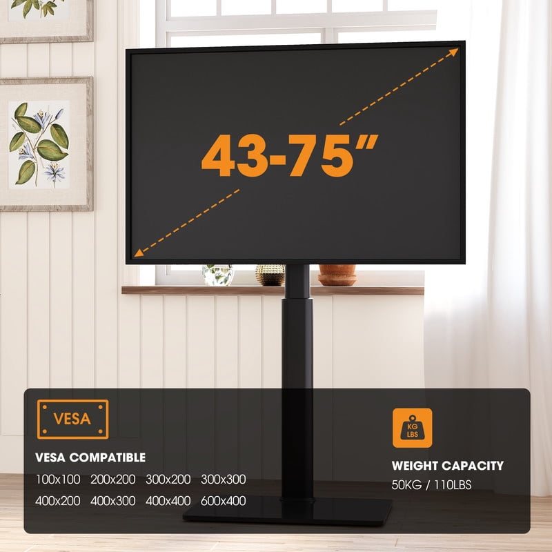 Floor TV Stand for 43-75 inch TVs up to 88lbs with Tilt