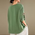 thumbnail image 4 of Camisas de Manga Corta para las Mujeres Blusas de Cuello Redondo con Botones Casuales, Camisa de Verano de Moda para Diarios Y Fiestas, 4 of 4