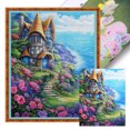 thumbnail image 1 of Hilo Algodón Ecológico Bordado Punto Cruz Con Cabaña Junto Al Mar 11CT 45x55cm, 1 of 9