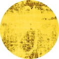 thumbnail image 1 of Ahgly Company Machine Washable Indoor Round Abstract Yellow Modern Area Rugs, 3' Round, 1 of 4