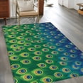 thumbnail image 4 of Area Rug 48×72in, Retro Peacock Texture Pattern Floor Carpet Living Room Rug, Green Blue Non-Slip Welcome Mat Indoor Rugs for Bedroom Dining Room, 4 of 9