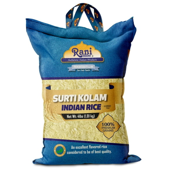 Rani Surti Kolam Indian Rice 64oz (4lbs) 1.81kg Cloth Bag ~ All Natural | Gluten Friendly | Vegan | Kosher | Export Quality | Indian Origin