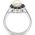 thumbnail image 2 of Sterling Silver Rhod 6mm Fw Cultured Button Pearl & Sapphire Ring (Size 8) Made In India qdx852-8, 2 of 5