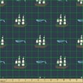 thumbnail image 2 of Ambesonne Aquarium Fabric by the Yard Upholstery, Ship and Whale Pattern, 1 Yard, Dark Teal and Multicolor, 2 of 5