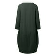 thumbnail image 5 of Hwmodou Women Dresses Loose Cotton Linen Long Crew Neck Dress Cozy Female Sundress, 5 of 5