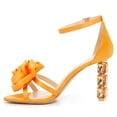 thumbnail image 4 of FSJ Women Sexy Flower Open Toe Sandals Three Crystal Block High Heels Pumps Adjustable Buckle Ankle Strap Prom Wedding Evening Shoes Size 15 Orange, 4 of 4