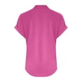 thumbnail image 6 of Tunic Tops Women Cotton Linen Casual Short Sleeve 1/4 Button Henley V Neck Shirts Loose Fit Summer Beach Vacation Blouse Hot Pink S, 6 of 6