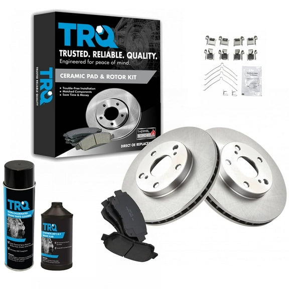 TRQ Front Premium Ceramic Brake Pad & Rotor Kit w/Chemicals for Toyota Camry BKA17114 Fits select: 1998-2003 TOYOTA SIENNA, 1995-1997 TOYOTA AVALON