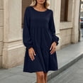 thumbnail image 2 of Tqcoqu Fall Dresses for Women 2026,Crew Neck Long Lantern Sleeve Casual Loose Flowy Swing Shift Dress, 2 of 6