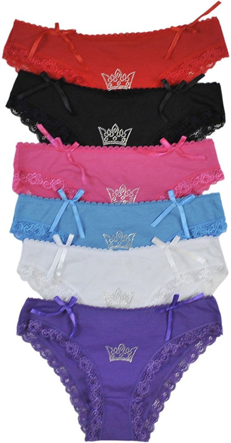 Women's Crown Print Tanga Bikini Low Rise Cheeky Briefs Nylon Panties Underwear