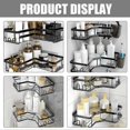 thumbnail image 3 of Sucker Storage Rack Bathroom Corner Storage Rack Kitchen Bathroom Condiment Storage Stainless Steel Black Corner Storage 2Pcs, 3 of 4