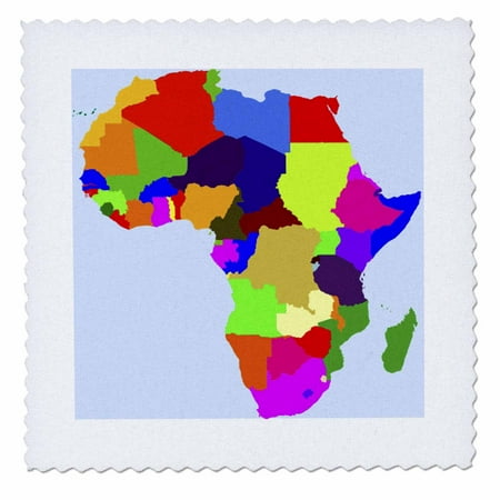 3dRose World Map In Vivid Color Quilt Square 8 By 8