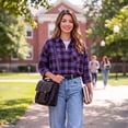 thumbnail image 5 of Flannel Fall Shirts for Women Casual Plaid Tops Long Sleeve Button Down Shirts, 5 of 9