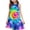 Rose Chaud, variante sur Robe d'Été Sans Manches à Volants Patchwork pour Filles, Mélange Doux Polyester-Spandex, Robe Décontractée d'Été Respirante, Bleu, Taille 110