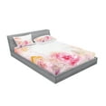 thumbnail image 2 of Ambesonne Shabby Flora Fitted Sheet & Pillow Sham Set, Pale Pink Roses, Full, Pale Pink Hot Pink, 2 of 2