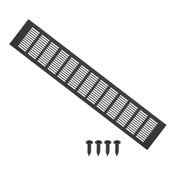 Cubierta de ventilación rectangular Uxcell de 20"x4" con rejilla de ventilación y tornillos para gabinete en color negro