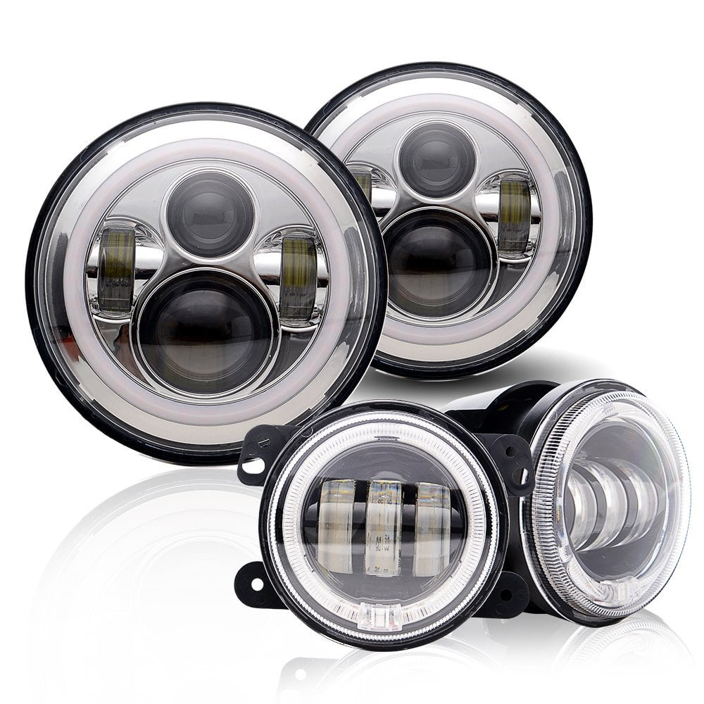 最大48OFFクーポン フルールYahoo 店7 Inch Jeep Headlight Black 4 Fog Lights