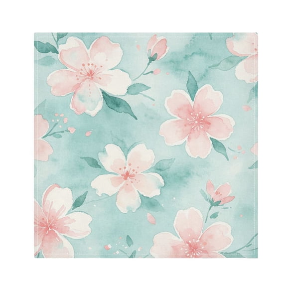 Iauyy Satin Napkins Set of 1- Flower Print DIY Printing Decoration Cloth Napkin- Easy Care for Home/Party
