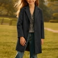 thumbnail image 6 of KAUOD Girls Long Peacoat Button Open Front Collar Mid Jackets Teen Kids Knee Length Plain Fashion Coats Clothes with Pockets, 6 of 6
