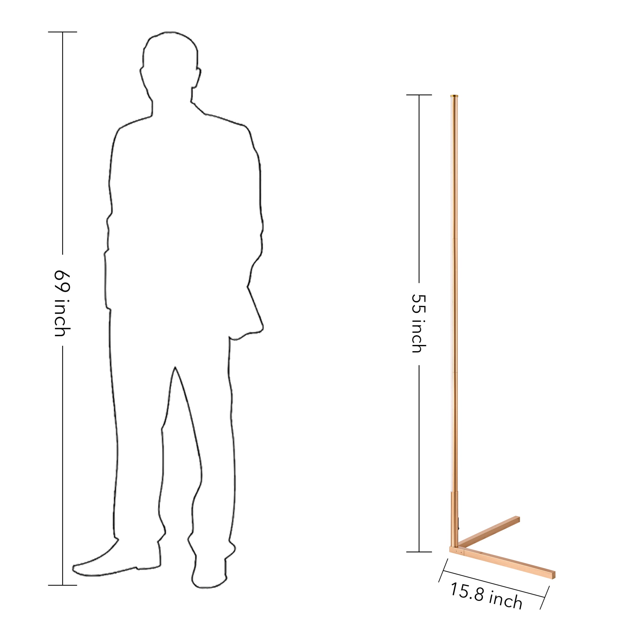 EP Light Modern LED Floor Lamps with Remote for Living Room, Dimmable, 56 inch Minimalist Standing Lighting for Bedroom, Office, Gold，2 Packs