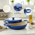 thumbnail image 4 of Daluvenix 3qt Enameled Cast Iron Braiser, Non Stick Enameled Cast Iron Skillet with Lid, Dutch Oven Skillet with lid  for Cooking & Stewing (Blue), 4 of 7