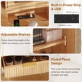 thumbnail image 3 of 48-Inch Fluted Makeup Vanity Desk with Mirror and Lights, Modern Glass Door Vanity Table with 5 Drawers, Adjustable Shelves, Wood Dressing Table with Charging Station for Bedroom, 3 of 6