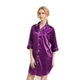 thumbnail image 2 of Defitshape Women's Satin Nightgown Soft Button Down Pajamas Dress Summer Lightweight Holiday Button 3/4 Sleeve Loose Sleepwear Purple X-Large, 2 of 4